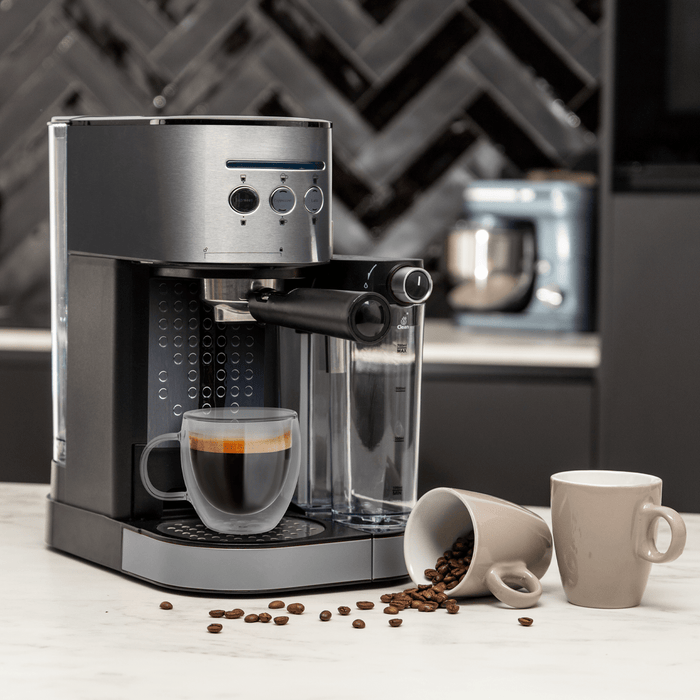 BluMill Koffiemachine met automatische melkopschuimer zilver