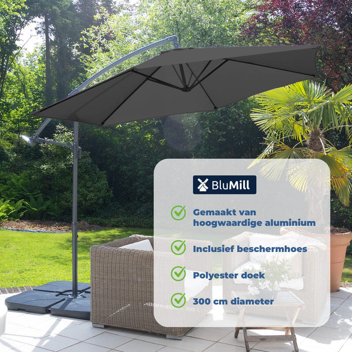 BluMill Zweefparasol inclusief beschermhoes