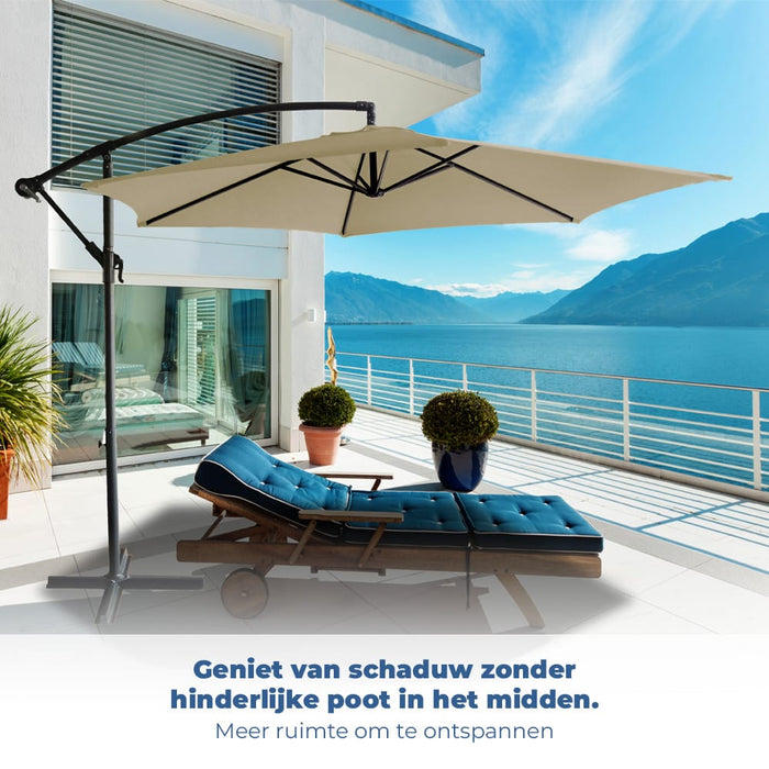 BluMill Zweefparasol taupe inclusief beschermhoes