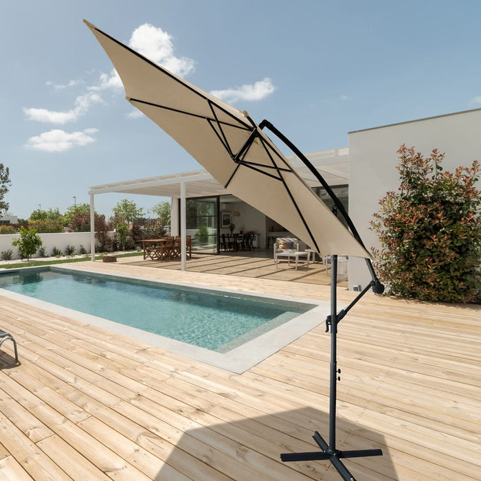 BluMill Zweefparasol taupe inclusief beschermhoes