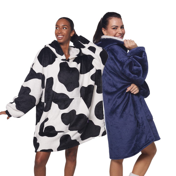 HOMIE Hoodie - Set van 2 hoodie-dekens koe en blauw