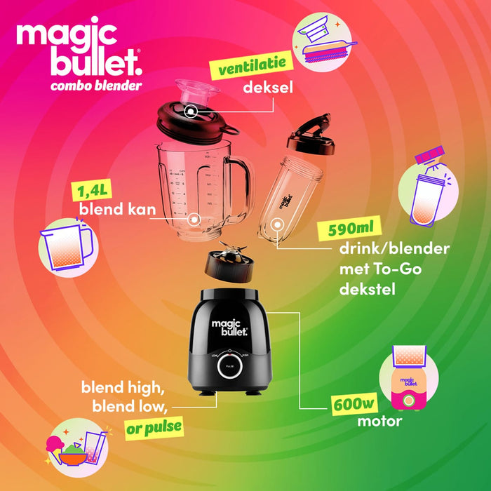 magic bullet combo blender inhoud pakket