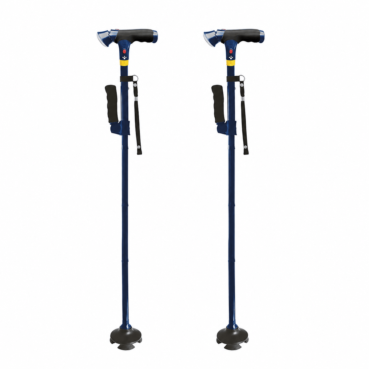 DR-HO'S Get Up & Go Wandelstok - Opvouwbaar, met LED-verlichting en alarm blauw navy