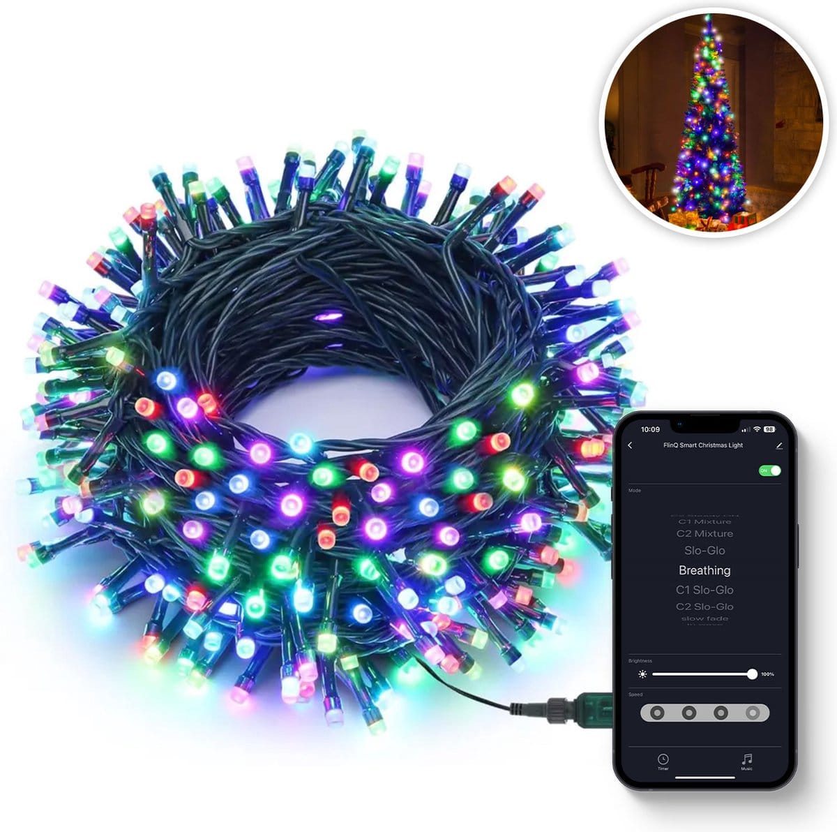 Slimme lichtsnoer verlichting met 160 multicolor LED's