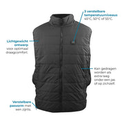Vitadora verwarmde bodywarmer voor dames en heren met powerbank