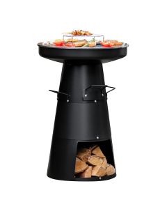 BluMill 3-in-1 Vuurkorf Plancha Barbecue met brandhout opslag 